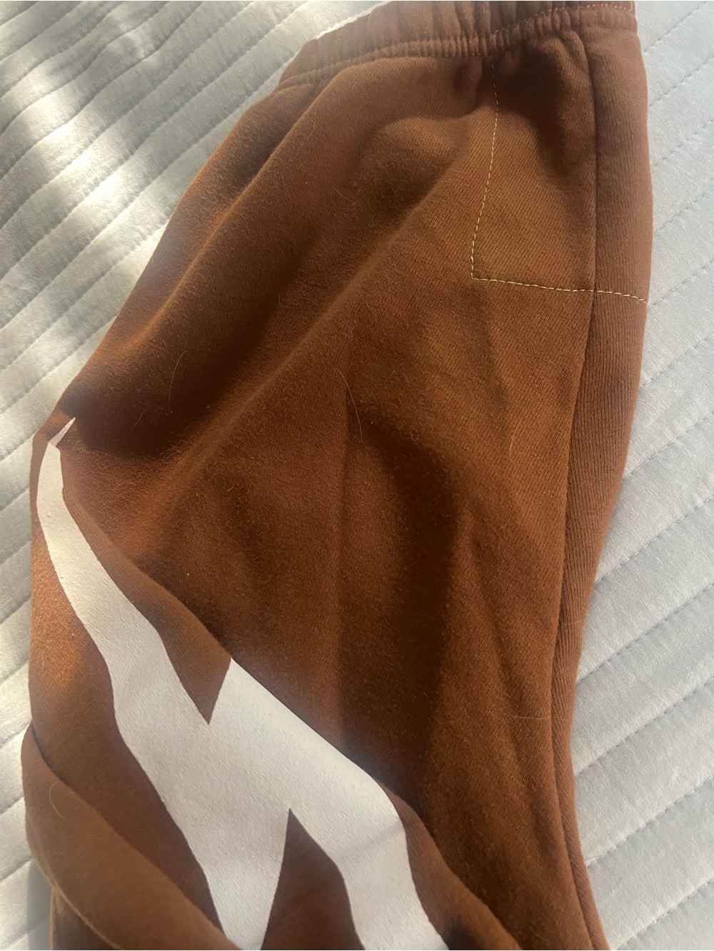 Aviator Nation Brown Track Pants with White Lightning Bolt - Picture 4 of 4